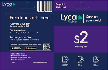 LycaMobile Prepaid SIM Card $2